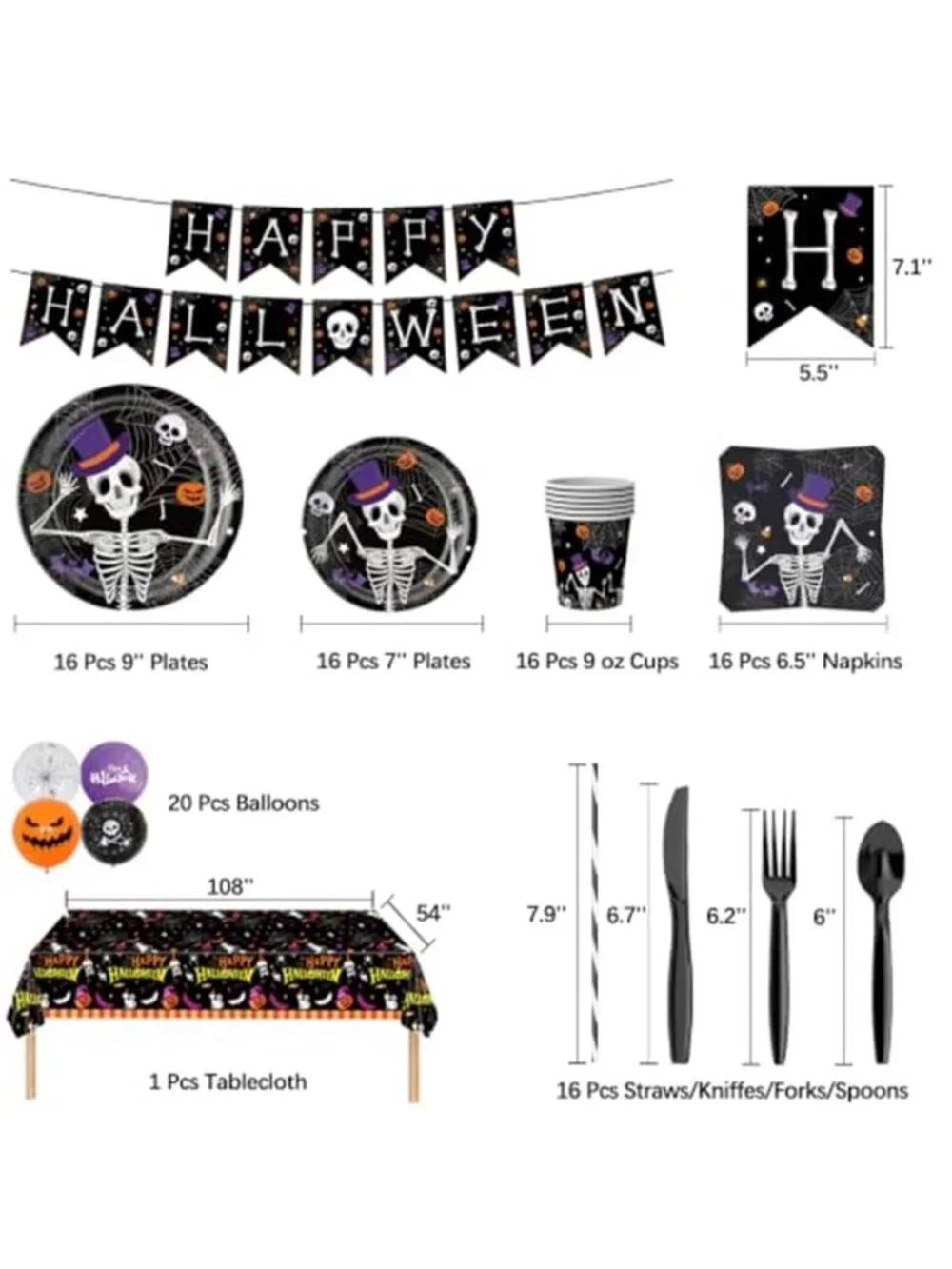 150PCS Serve 16 Halloween Plates and Napkins Halloween Party Decorations